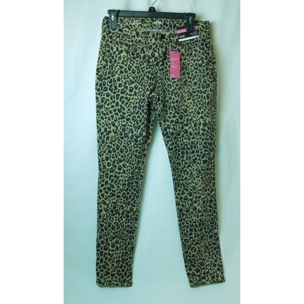 A.N.A A NEW DAY New Perfect Skinny Mid-Rose Leopard Printed Stretch Pants Size 2
